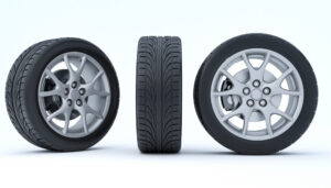 car wheels isolated white background 3d rendering