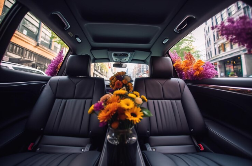 Premium AI Image Cars interior full of flowersflorist and flowers design concept generative ai